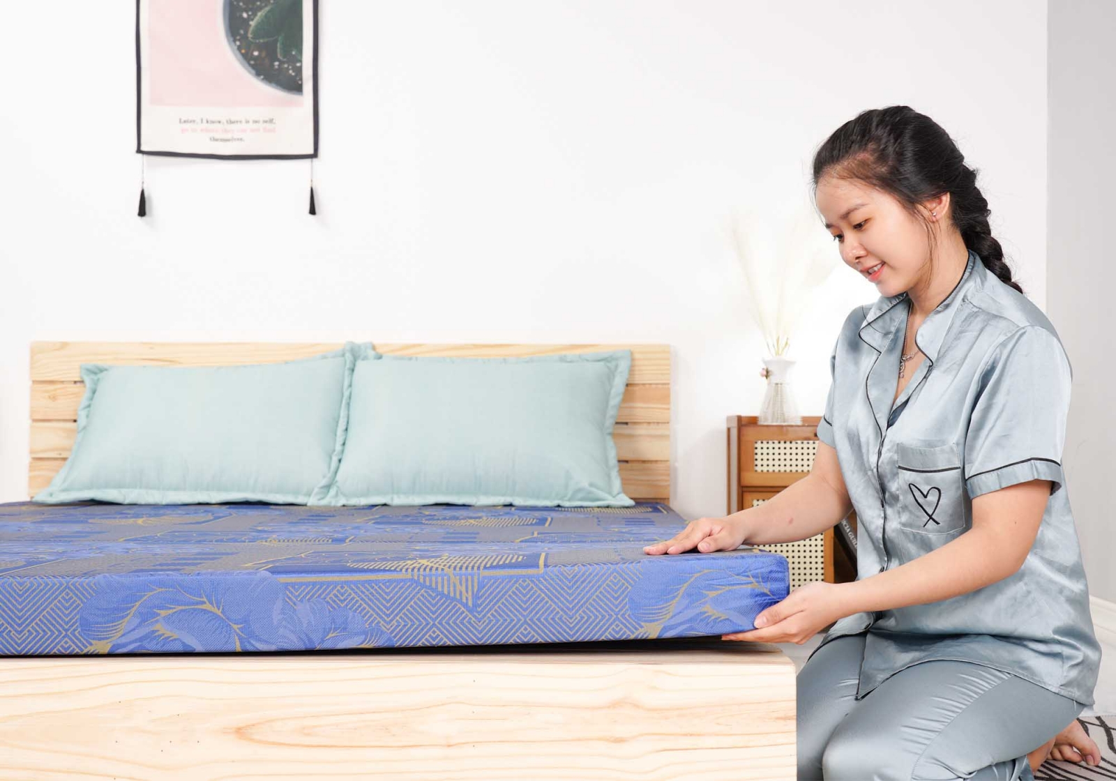 Nệm Bông ép Aroma Korea (màu ngẫu nhiên)