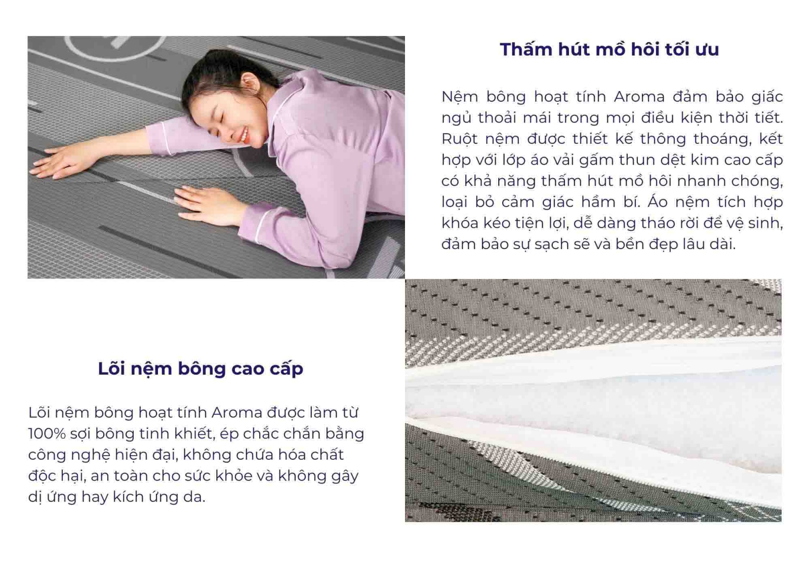 Nệm bông hoạt tính Aroma (tên cũ Adora)