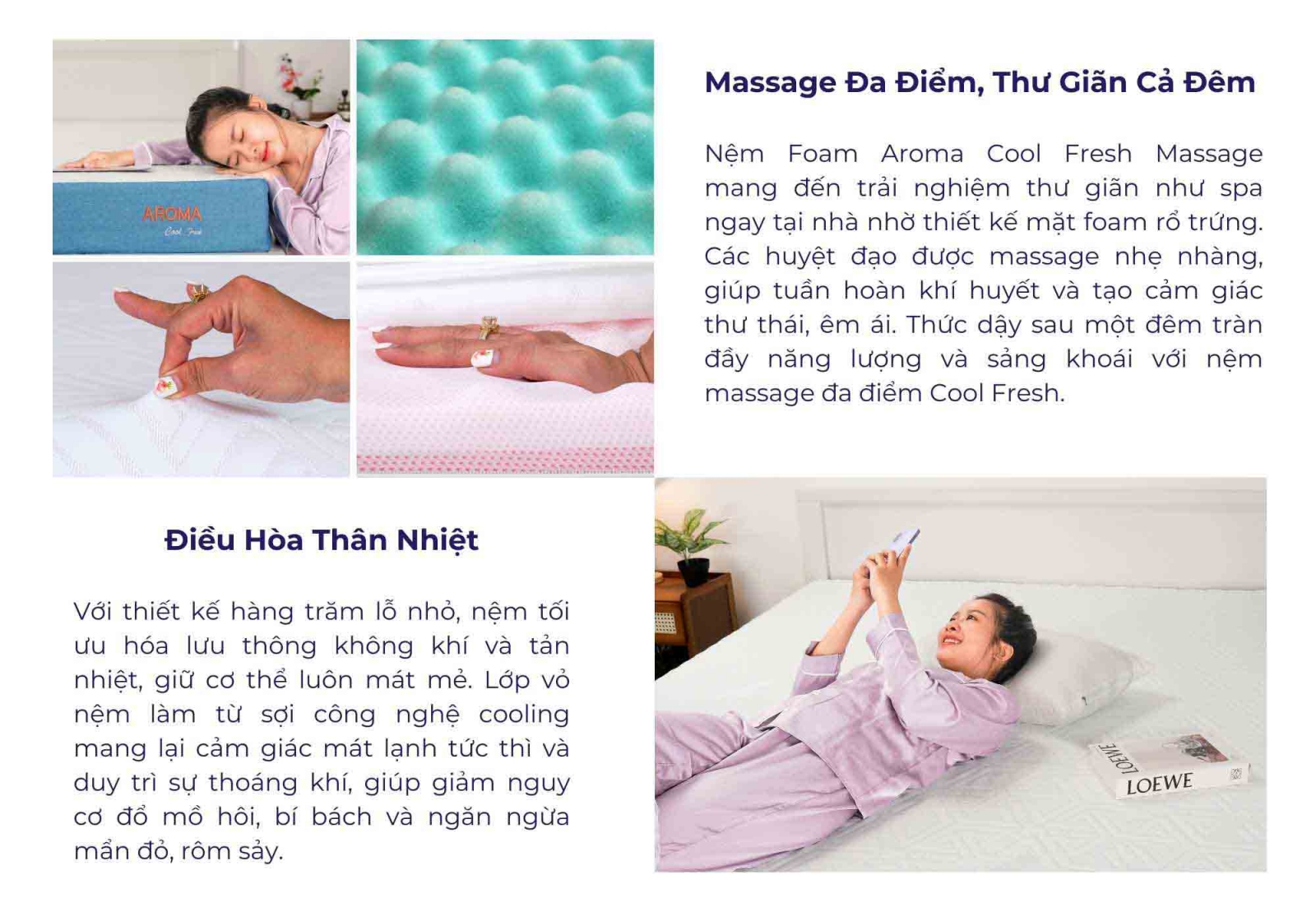 Nệm Foam Aroma Cool Fresh Massage