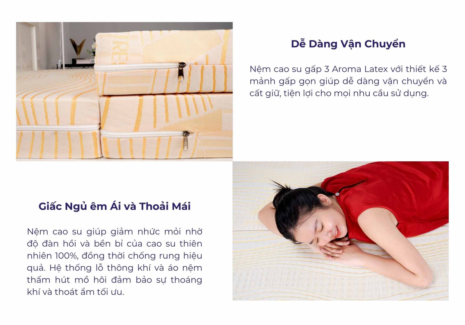 Nệm gấp 3 cao su  Aroma Latex