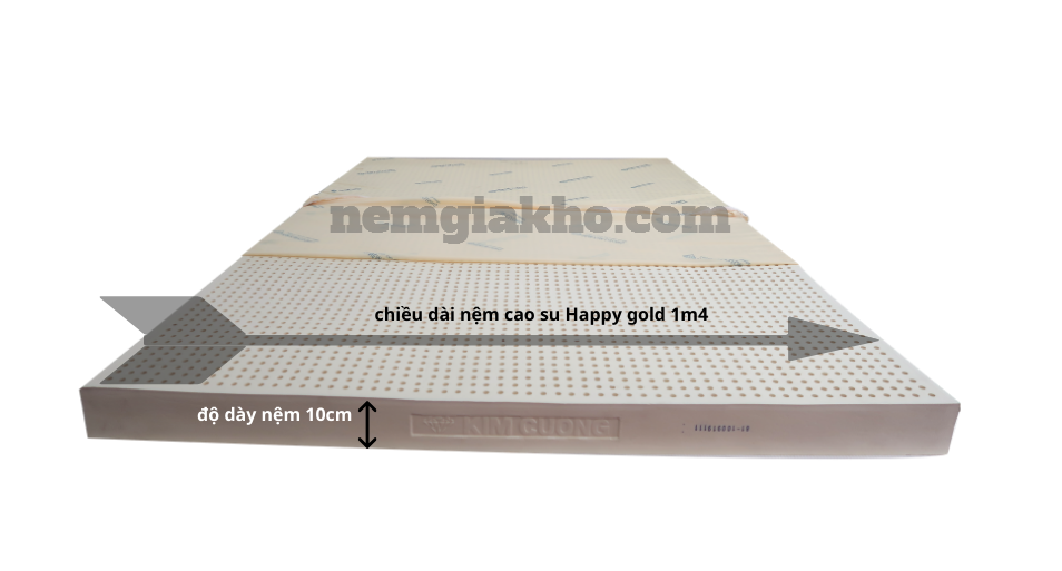 Nệm cao su Kim Cương happygold 1m4 dày 10cm